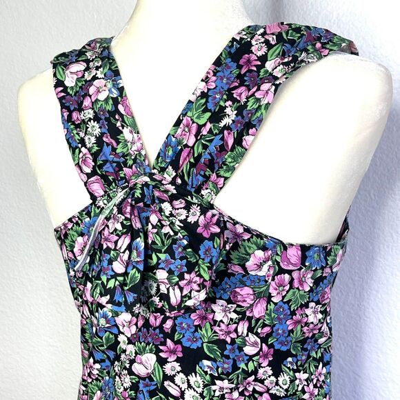 VTG 1980s Floral Maxi Dress Sweetheart Neck Black Multicolor Rayon Size 9 Medium - Picture 5 of 16